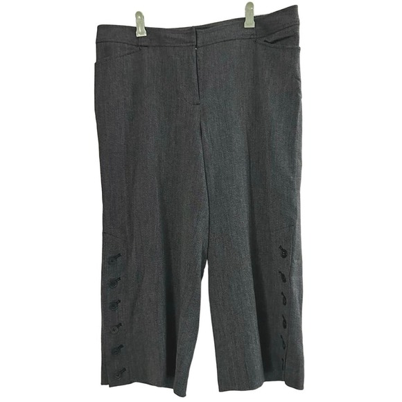 Lane Bryant Charvoal Gray Wide Leg Crop Button-Detail Pants - Sz 14 - Picture 1 of 4